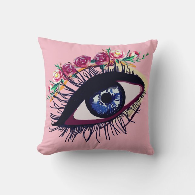 Blue Eye & Flower Custom Summer Cushion (Front)