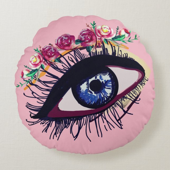 Blue Eye & Flower Custom Summer Cushion (Front)