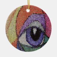 Blue Eye fractal stained looking glass Poster