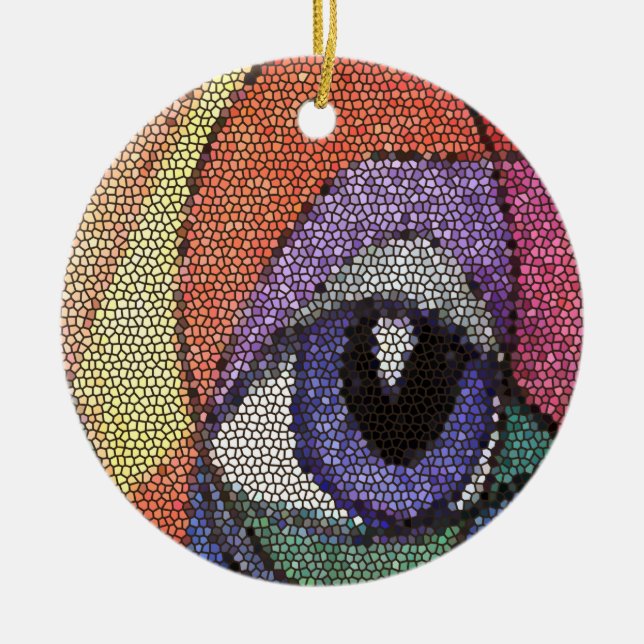 Blue Eye fractal stained looking glass Poster Ceramic Tree Decoration (Front)
