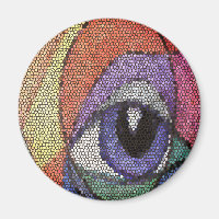 Blue Eye fractal stained looking glass Poster