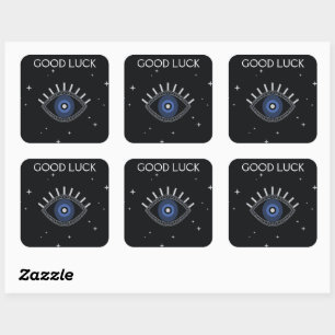 Blue eye good luck, evil eye protection square sticker