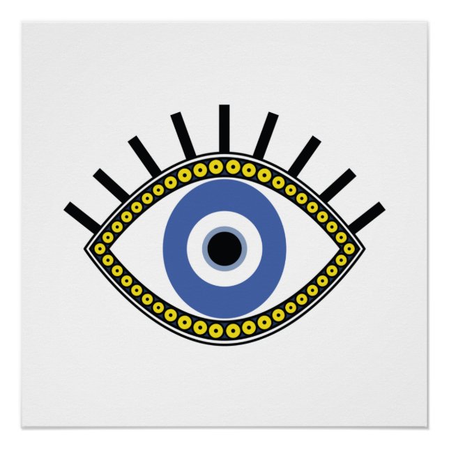 Blue eye, good luck, greek evil eye amulet poster (Front)