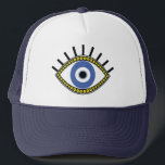 Blue eye, good luck, greek evil eye amulet trucker hat<br><div class="desc">Blue eye talisman, greek traditional beaded amulet, protection from evil eye and bad energy.</div>