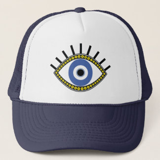 Blue eye, good luck, greek evil eye amulet trucker hat
