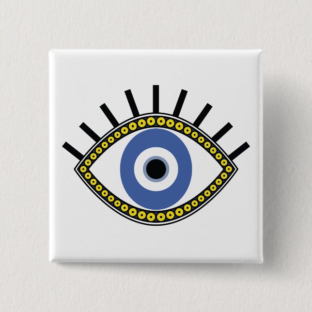 Blue eye, good luck, protection from evil eye 15 cm square badge (Front)