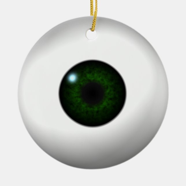 blue eye / green eye ceramic tree decoration (Front)