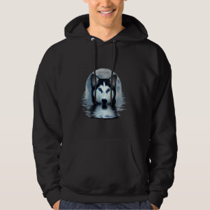 Blue Eye Husky With Blue Moon Hoodie