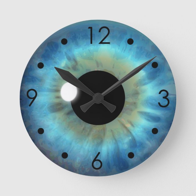 Blue Eye Iris Eyeball Custom Medium Round Clock (Front)