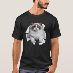 Blue eye Kitten Torn Cloth Himalayan Birman Ragdol T-Shirt