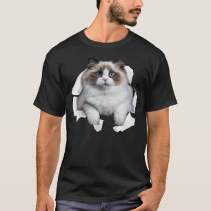 Blue eye Kitten Torn Cloth Himalayan Birman Ragdol T-Shirt
