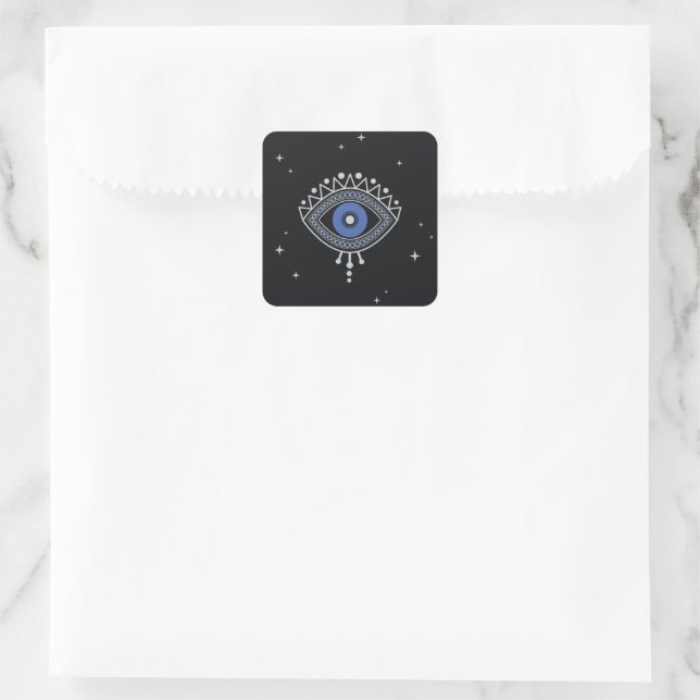 Blue eye minimal magic alchemy symbol square sticker (Bag)