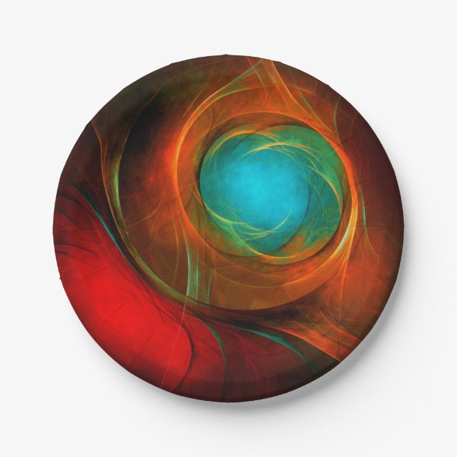 Blue Eye Modern Abstract Fine Art Cool Pattern #16 Paper Plate (Front)