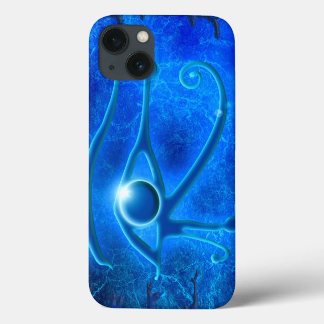 Blue Eye of Horus, Wadjet Egyptian Fantasy in Blue Case-Mate iPhone Case (Back)