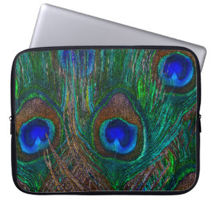 Blue Eye Peacock Feathers Stylish Decor Laptop Sleeve