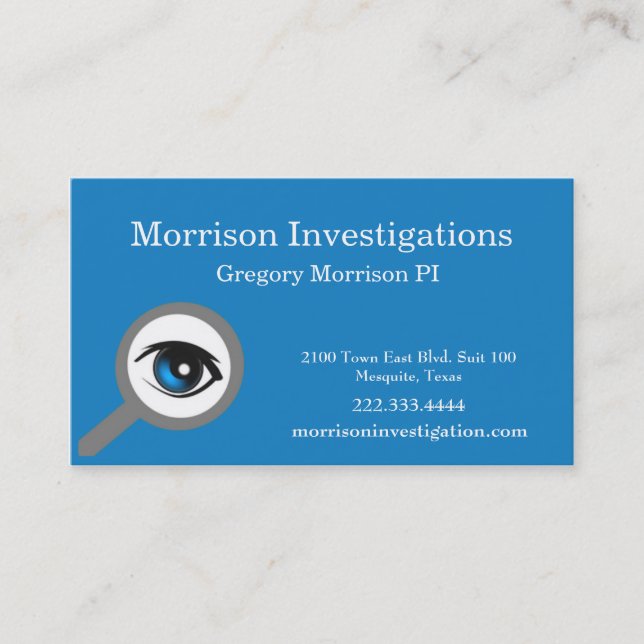 Blue Eye Private Investigation Business Card (Front)