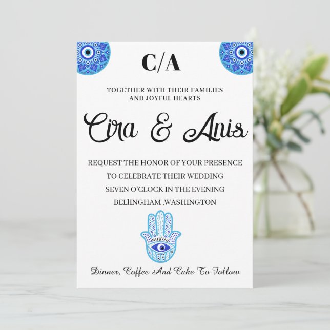 Blue eye Turkish styles Invitation (Standing Front)