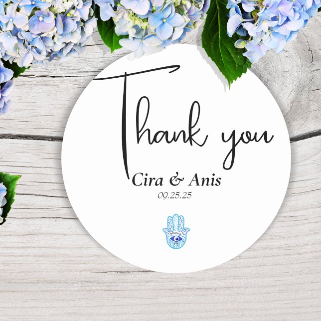 Blue eye Turkish styles thank you wedding  Classic Round Sticker (Creator Uploaded)