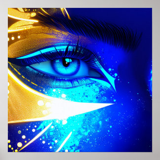 Blue Eye with Golden Elegance Poster