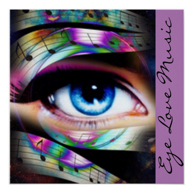 Blue Eye With Music Notes Poster (Front)