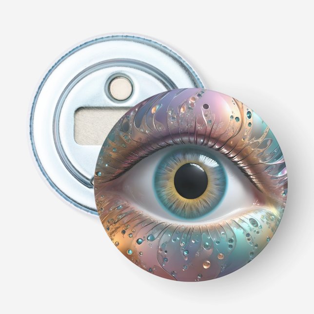 Blue Eyeball Fractal Art, Bottle Opener (Front)