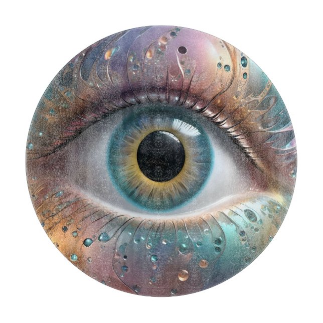 Blue Eyeball Fractal Art, Cutting Board (Front)