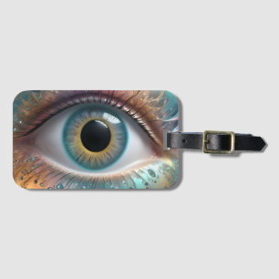 Blue Eyeball Fractal Art, Luggage Tag