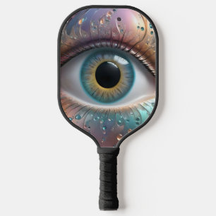 Blue Eyeball Fractal Art, Pickleball Paddle