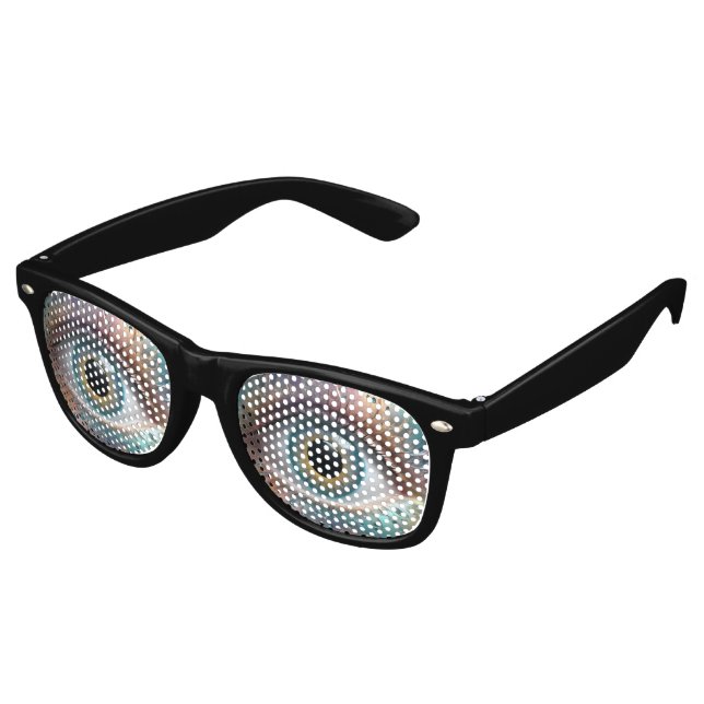 Blue Eyeball Fractal Art, Retro Sunglasses (Angled)