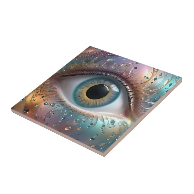 Blue Eyeball Fractal Art, Tile (Side)
