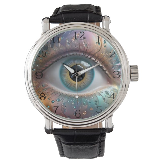 Blue Eyeball Fractal Art, Watch (Front)