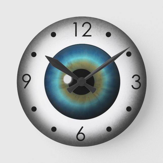 Blue Eyeball Iris Eye Custom Medium Round Clock (Front)