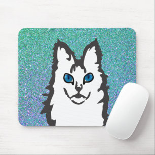 Blue Eyed Angora Cat Mouse Mat