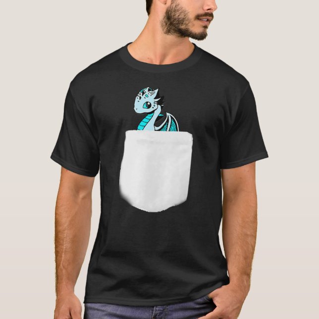 Blue Eyed Baby Dragon T Shirt with Pocket Detail (Front)