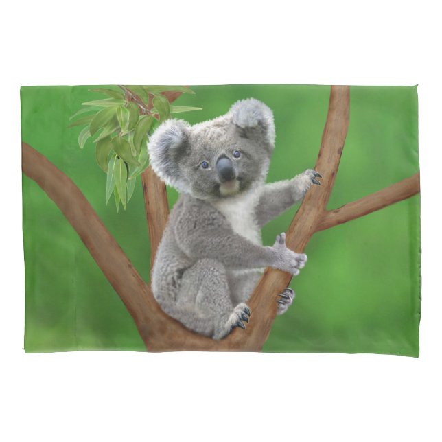 Blue-Eyed Baby Koala Bear Pillowcase (Front-Left)