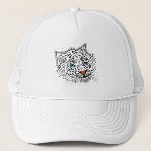 Blue eyed baby tiger trucker hat
