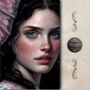 Blue Eyed Beauty in Bonnet Decoupage Tissue Paper