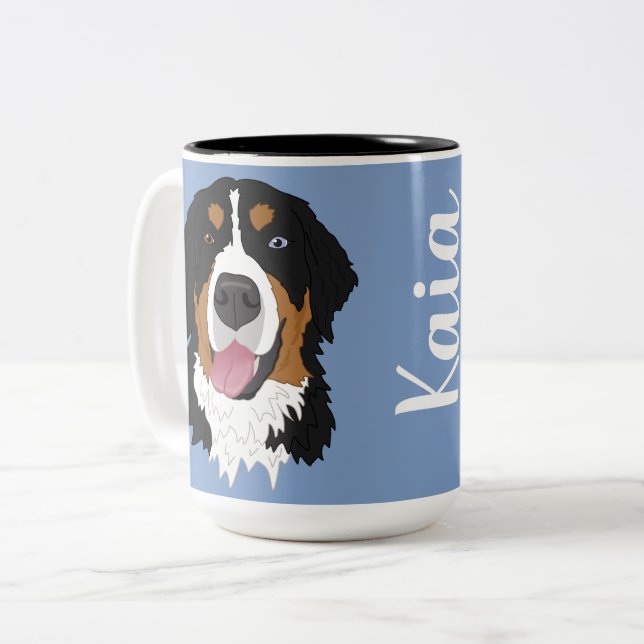 Blue Eyed Bernese Mountain Dog  Two-Tone Coffee Mug (Front Left)