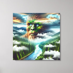 Blue Eyed Bigfoot in the Forest Canvas Print