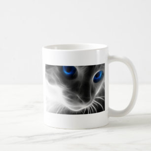 Blue Eyed Black and White Kitty Cat Coffee Mug