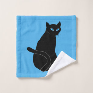 Blue Eyed Black Cat Bath Towels - Your Colours 