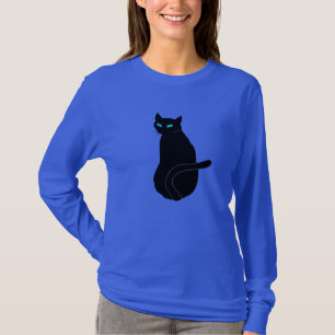 Blue Eyed Black Cat Funny T-Shirt