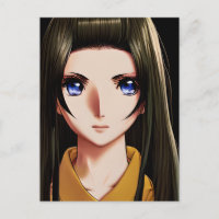 Blue Eyed Brunette Anime Girl Cartoon