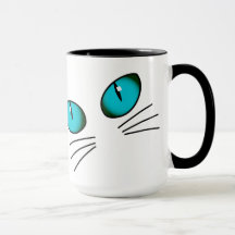 Blue Eyed Cat Face Mug, Cute Cat Lover Coffee Mug,
