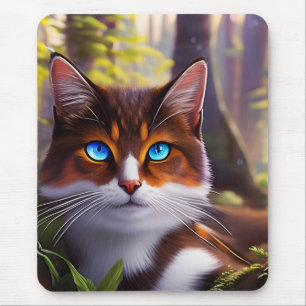 Blue Eyed Cat in the4 Forest Mouse Mat