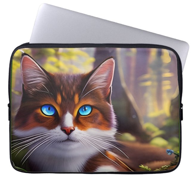 Blue Eyed Cat in the Woods  Laptop Sleeve (Front)