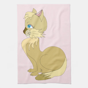 Blue Eyed Cat Kitchen Towel - Customisable