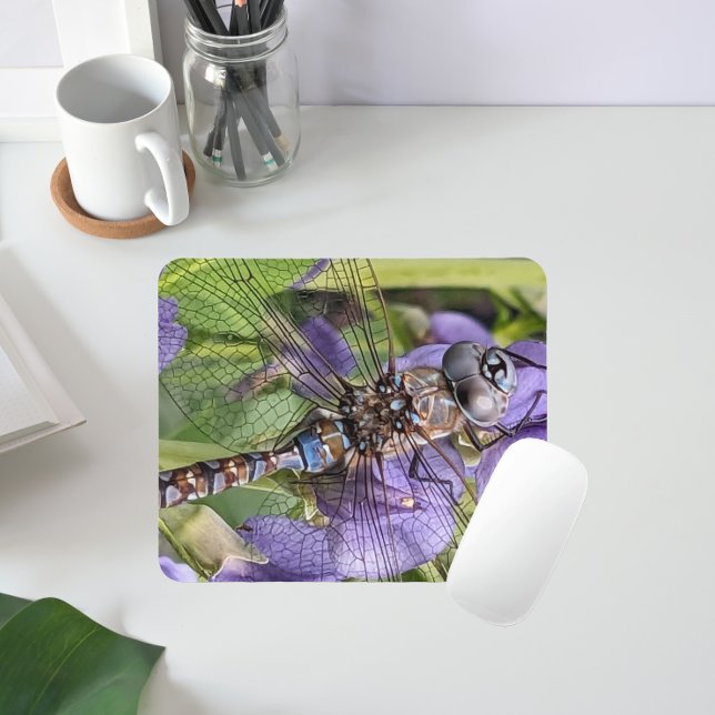 Blue-Eyed Darner Dragonfly on Flower Mouse Mat (In Situ)