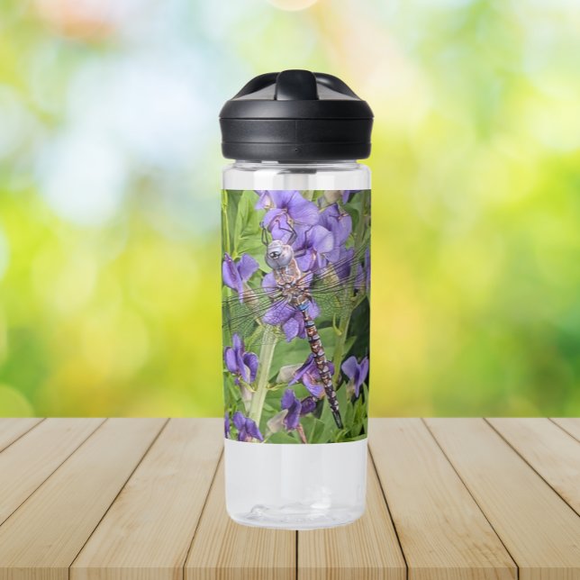 Blue-Eyed Darner Dragonfly on Flower Water Bottle (In Situ Table)