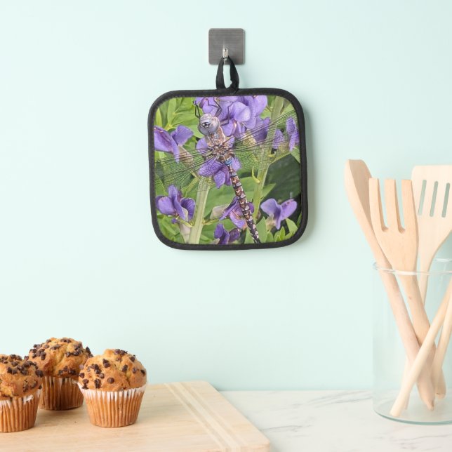 Blue-Eyed Darner Dragonfly on Purple Flowers Pot Holder (Insitu(Hanging))